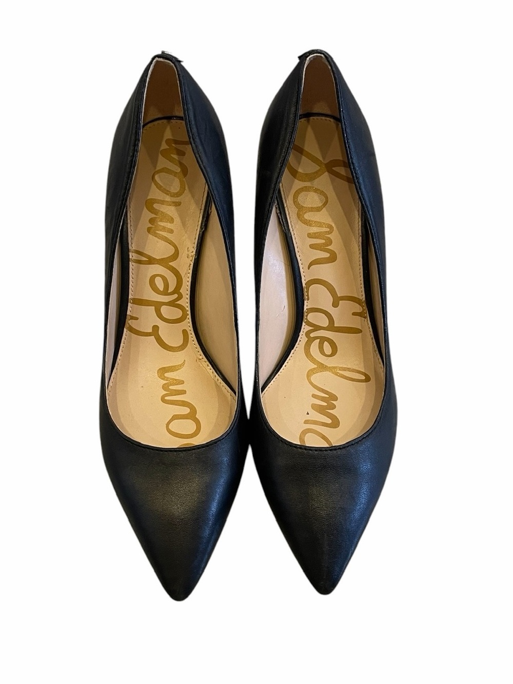 Sam Edelman Black Pointed Toe Leather Pumps